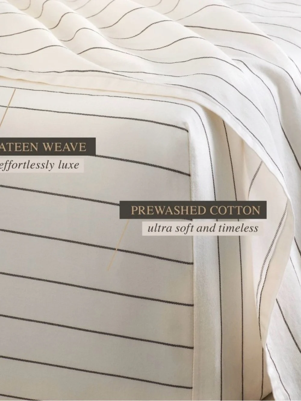 Premium Cotton Stripe Sheet Set - Cream with Thin Black Stripes